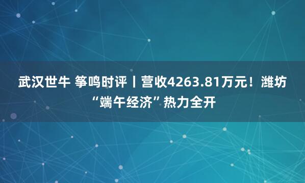 武汉世牛 筝鸣时评丨营收4263.81万元！潍坊“端午经济”热力全开