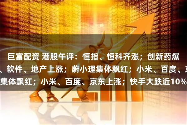 巨富配资 港股午评：恒指、恒科齐涨；创新药爆发，黄金股大涨；汽车、软件、地产上涨；蔚小理集体飘红；小米、百度、京东上涨；快手大跌近10%